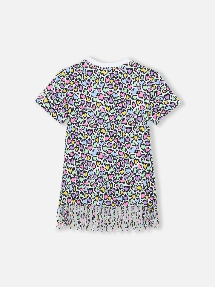 Girl Abbey dress with fringes and animalier print - MC2 Saint Barth