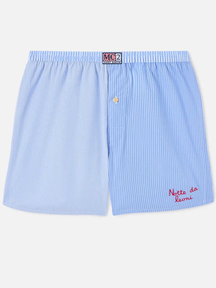 Gestreifte Adam Contrast Boxershorts in hellem blue und Weiß 
