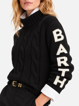 Pull à col roulé Adler noir tressé avec jacquard Saint Barth 