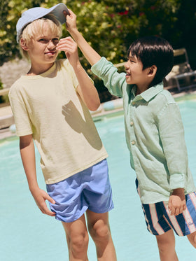 T-shirt Gary Jr in tessuto effetto spugna giallo con logo ricamato