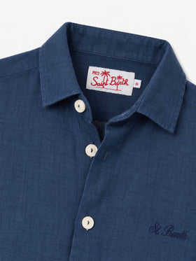 Camisa Agnes de lino azul marino 