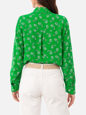 Green paisley linen shirt