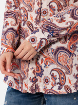 Camicia da donna in lino Alodie con stampa paisley e tasche