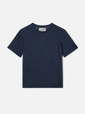 Alex t-shirt in navy blue pure linen