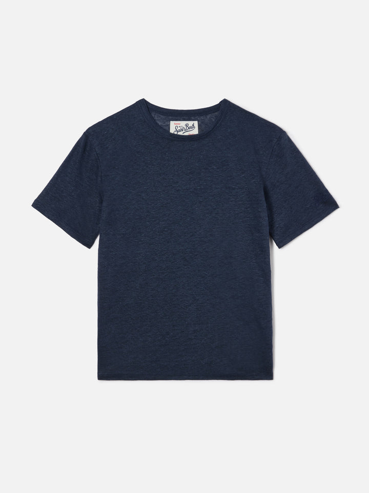 Alex t-shirt in navy blue pure linen