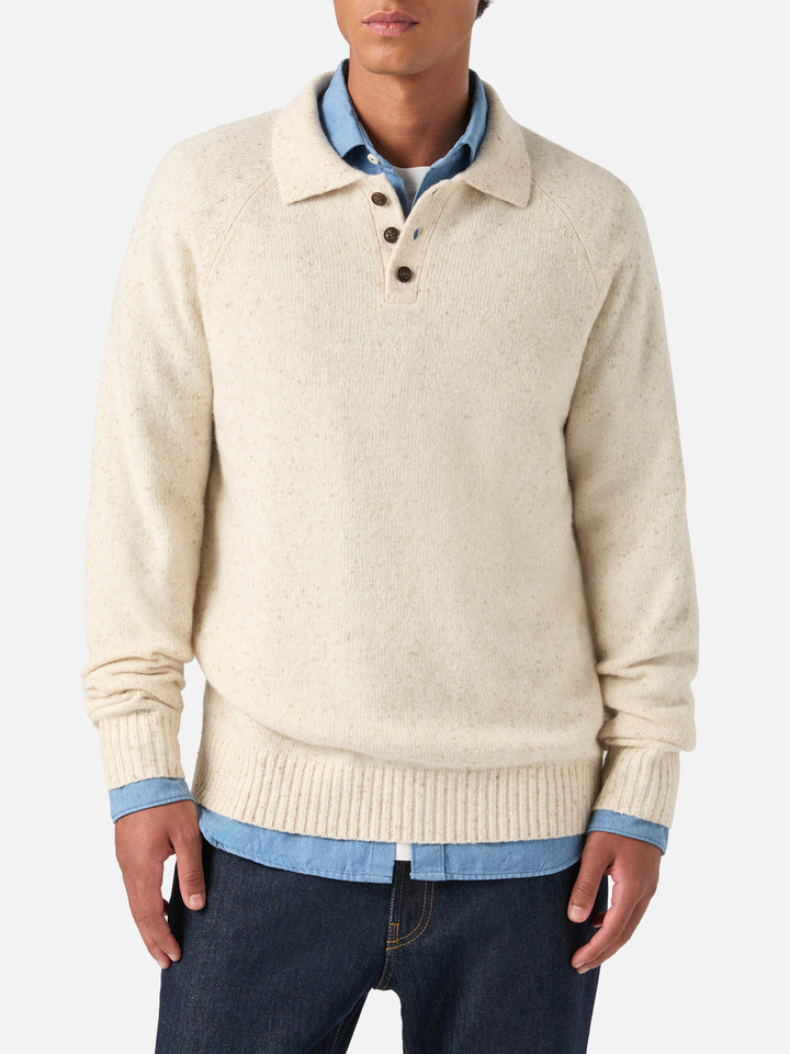 Polo de punto Donegal Alfie en mezcla de lana beige 