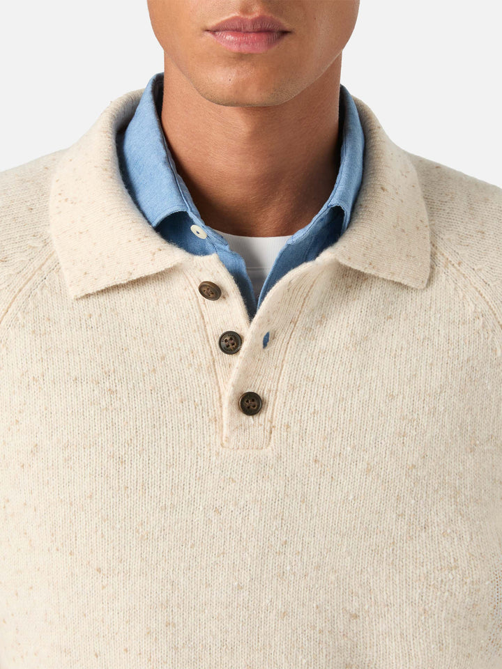 Polo de punto Donegal Alfie en mezcla de lana beige 