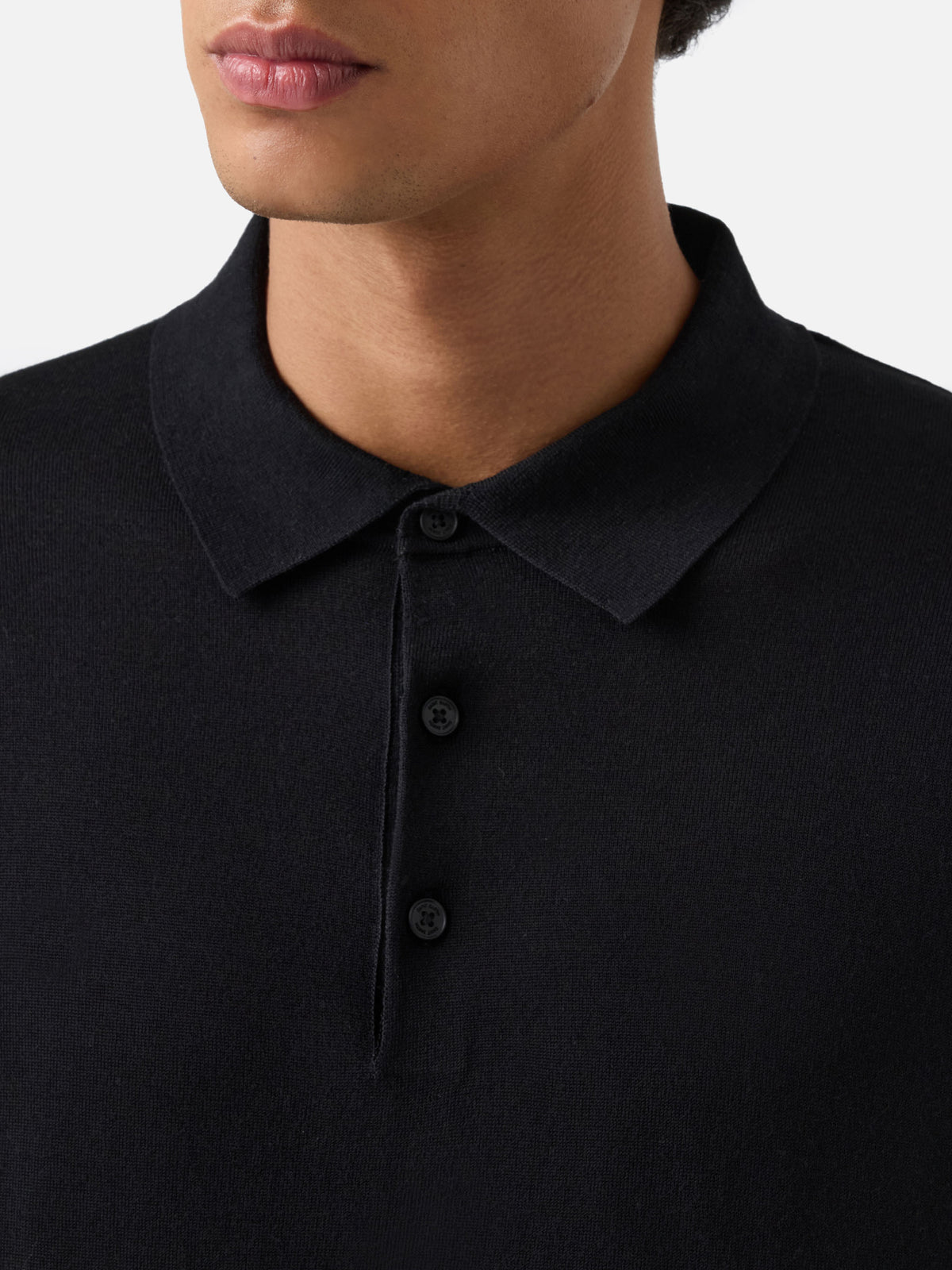 Black Alfie merino wool knit polo