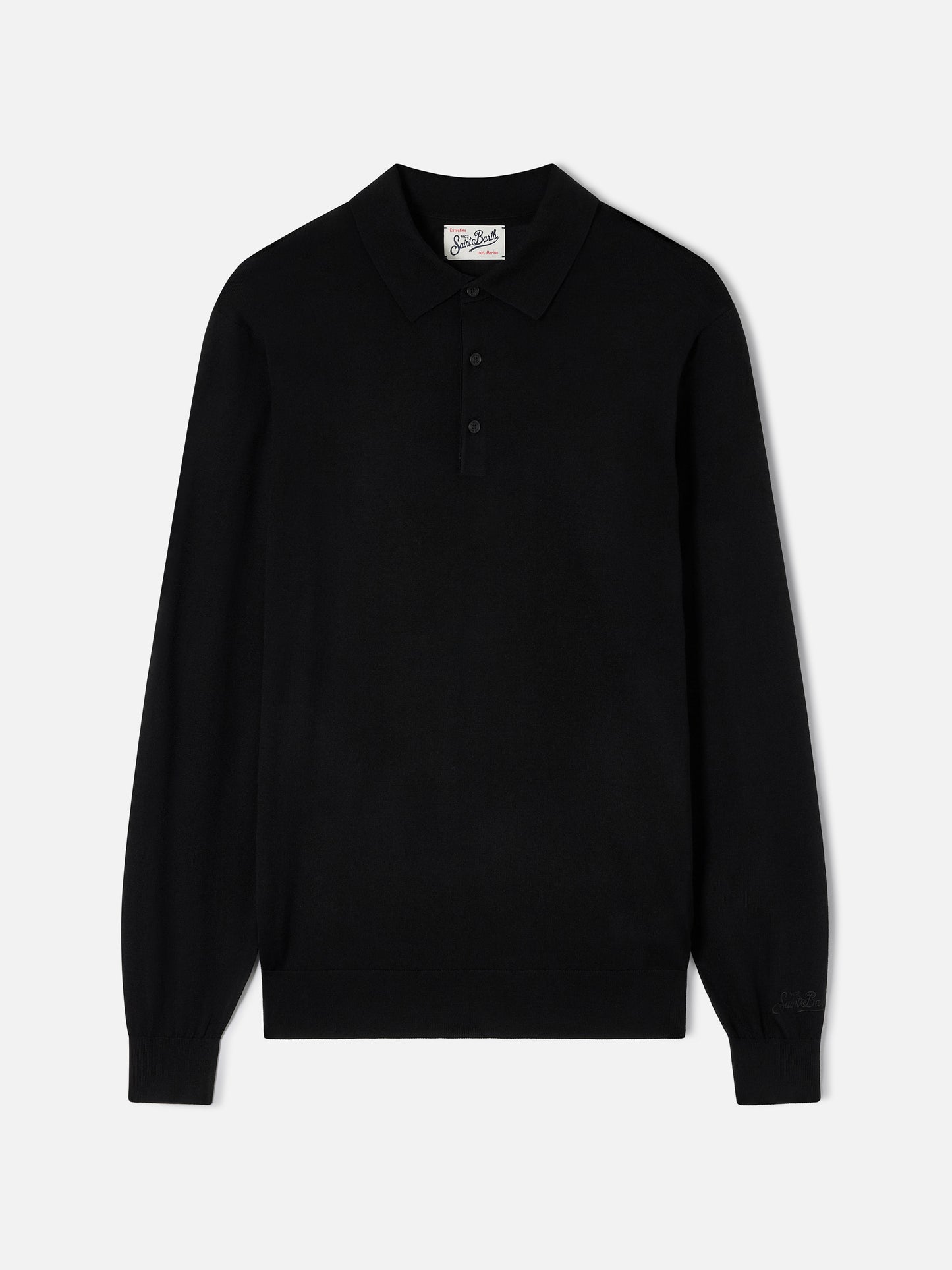 Polo Alfie in black Merino