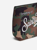 Pochette in lana Aline con stampa camouflage bear all over