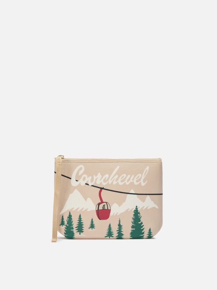 Pochette Aline effetto lana con stampa Courchevel
