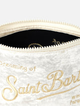 White chenille pochette Aline with logo embroidery