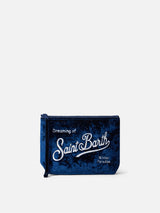 Navy blue pochette Aline with logo embroidery