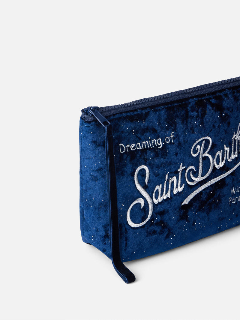 Navy blue pochette Aline with logo embroidery