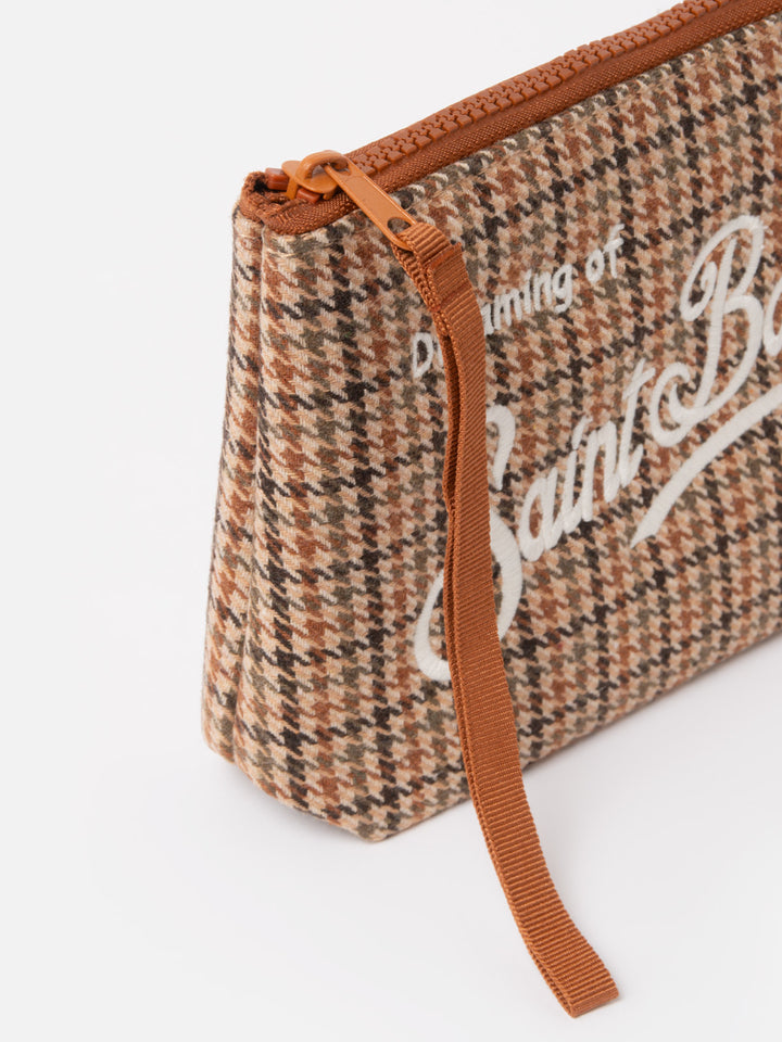 Pochette in lana Aline con stampa pied de poule