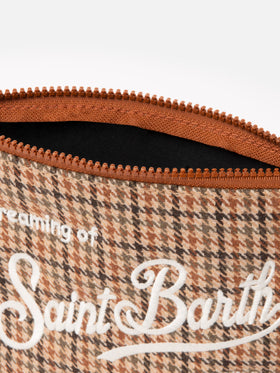 Pochette in lana Aline con stampa pied de poule