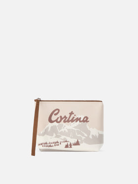 Beige Aline pochette with Cortina print