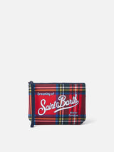 Wooly pochette Aline with red tartan print