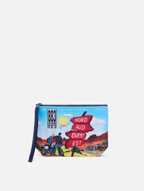 Leichte blue Aline pochette mit Albumcover-Print | Special edition 