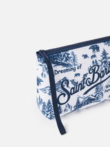 Wooly pochette Aline with toile de jouy print