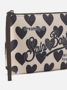 Aline pochette beige avec imprimé cœurs 
