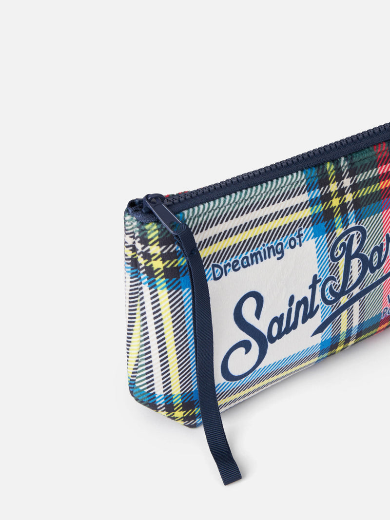 Wooly pochette Aline with white tartan print