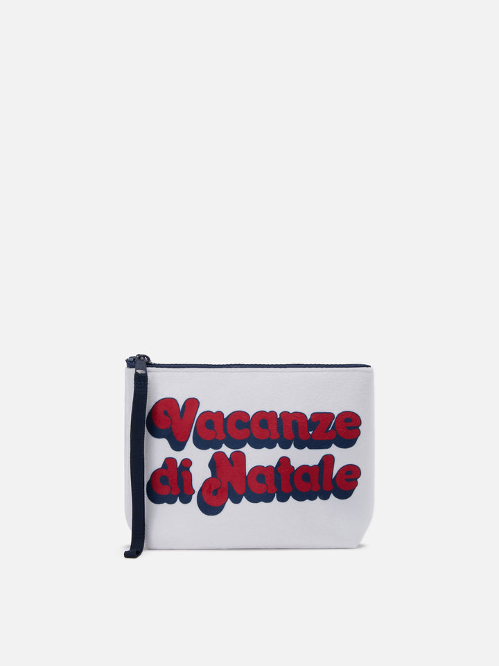 Pochette Aline effetto lana bianca con stampa Vacanze di Natale | VACANZE DI NATALE SPECIAL EDITION