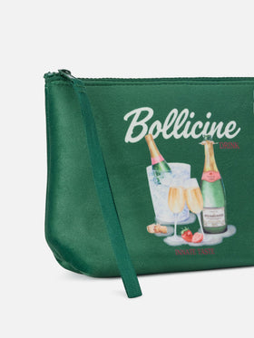 pochette verde Aline con estampado Bollicine 
