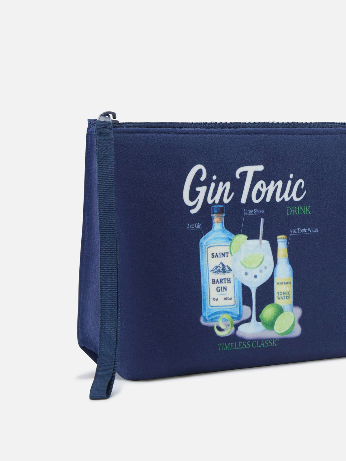 Pochette Aline blu navy con stampa Gin Tonic