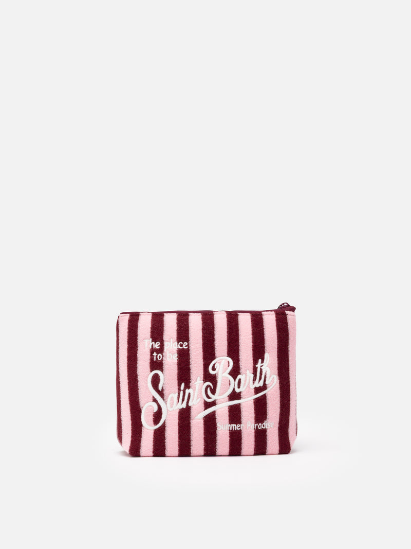 Aline striped embossed terry pochette