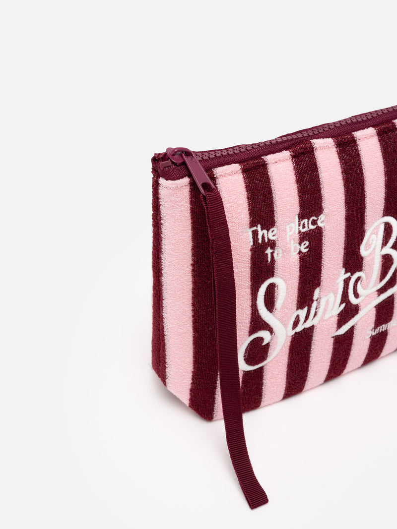 Aline striped embossed terry pochette