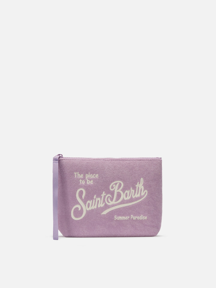 Aline lilac terry-effect pouch