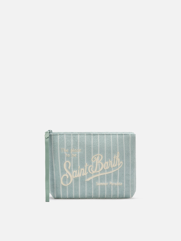 Aline terry-effect pouch with striped embossed pattern