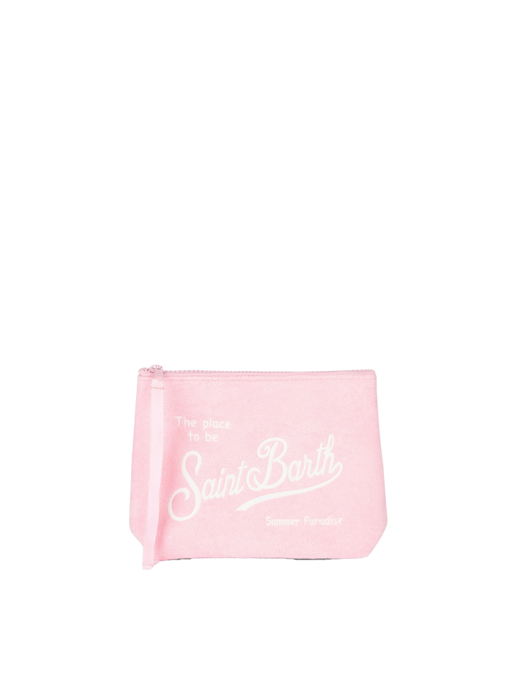 Aline rosa geprägte Frottee-Pochette
