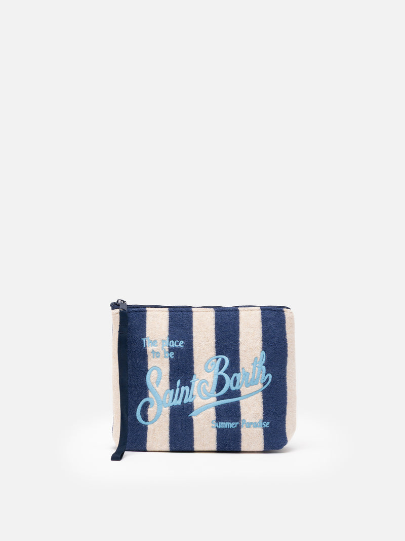 Aline striped embossed terry pochette