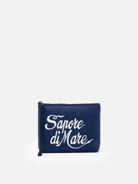 Pochette Aline in spugna blu con ricamo Sapore di Mare | SAPORE DI MARE SPECIAL EDITION