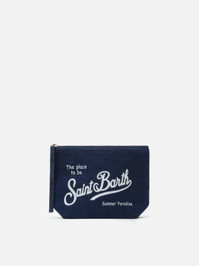 Pochette Aline in lino blu navy