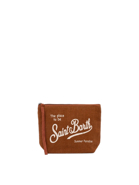 Pochette Aline in lino marrone