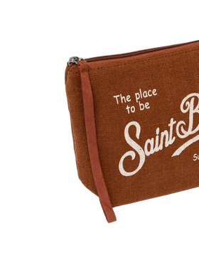 Pochette Aline in lino marrone
