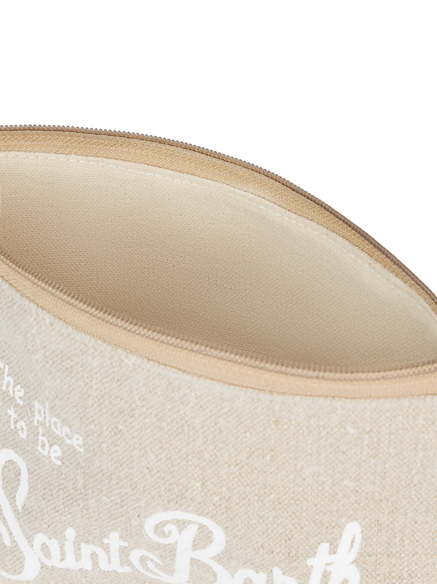 Aline beigefarbene Pochette aus Leinen