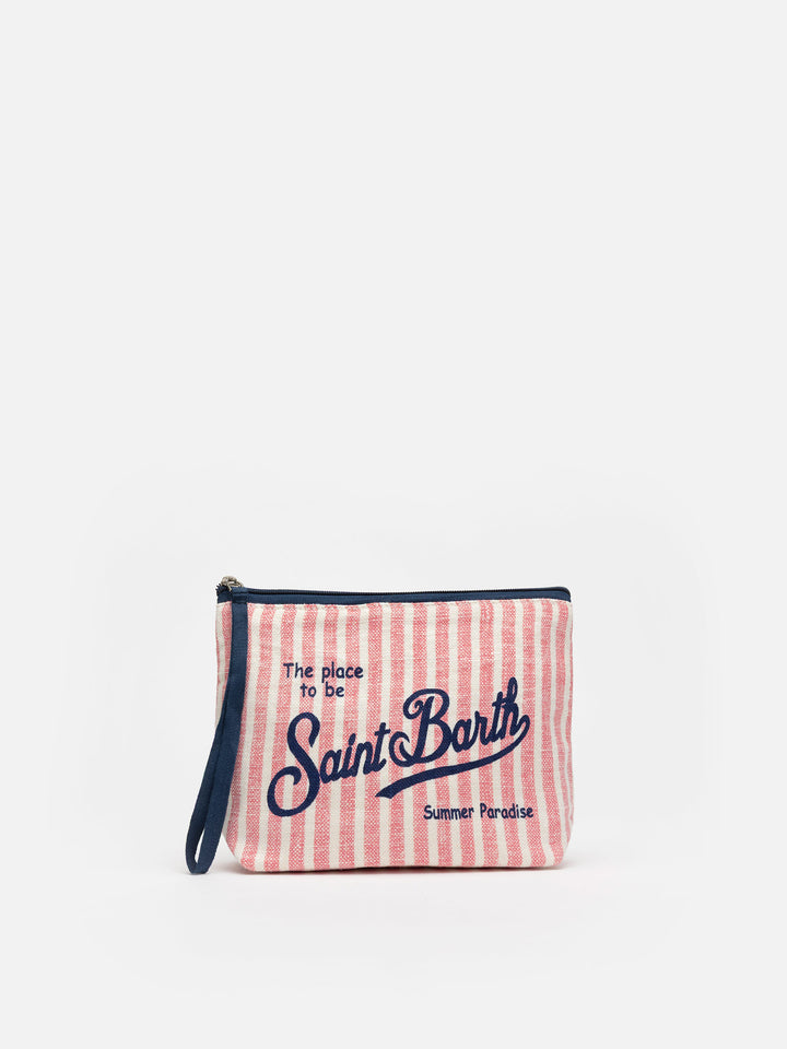 Aline gestreifte Leinenpochette