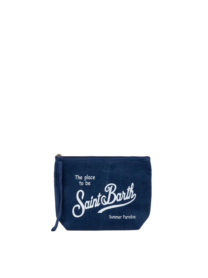 Aline navy blue linen pochette - MC2 Saint Barth