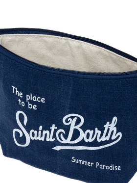 Aline navy blue linen pochette - MC2 Saint Barth
