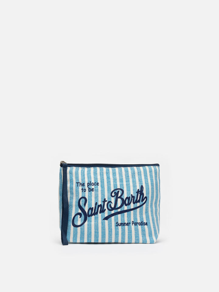 Aline gestreifte Leinenpochette