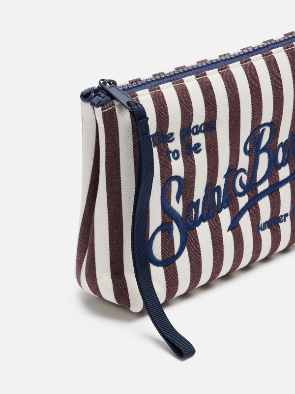 Aline striped denim effect pochette