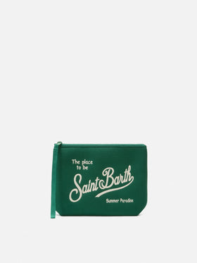 Pochette Aline verde con effetto piquet