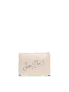 Aline Shiny beige pochette with rhinestones - MC2 Saint Barth