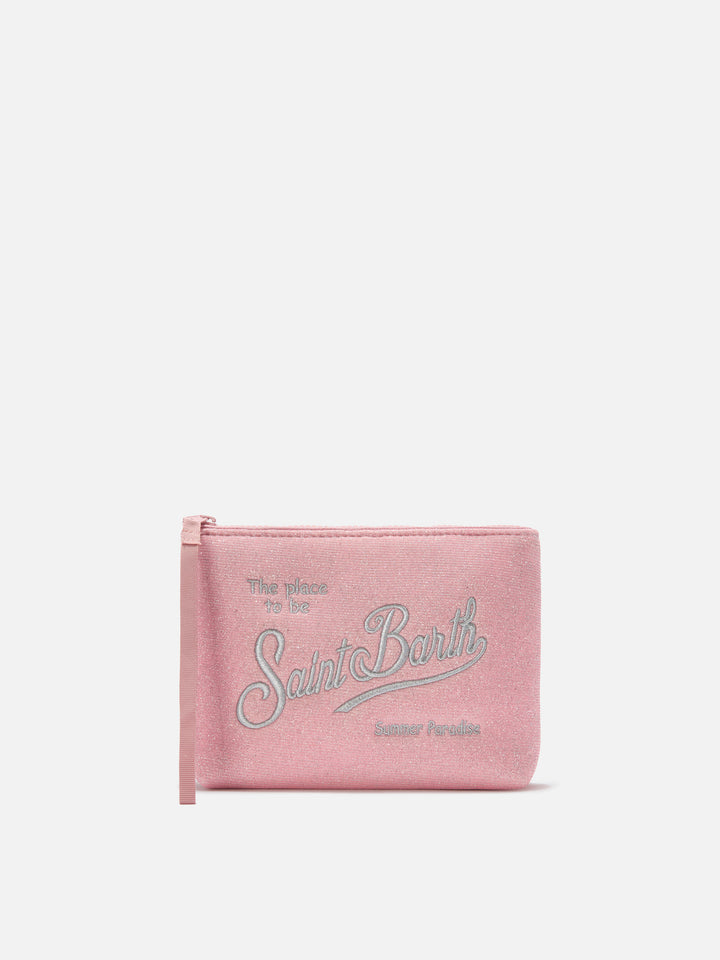 Aline Lurex pink shimmer pouch