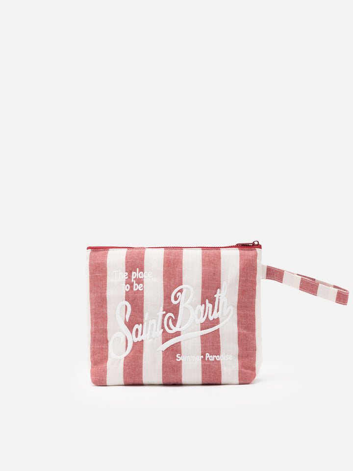 Aline Soft L cotton linen pochette with striped print - MC2 Saint Barth