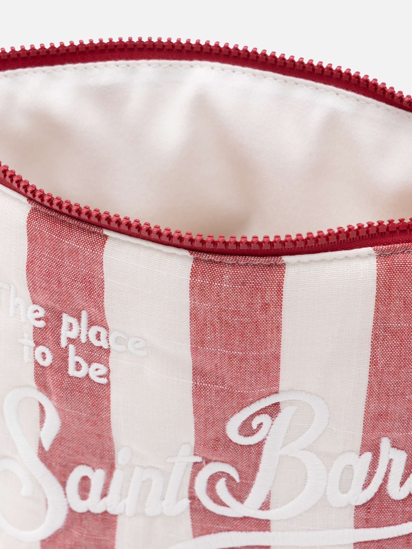 Pochette Aline Soft L in cotone e lino con stampa a righe